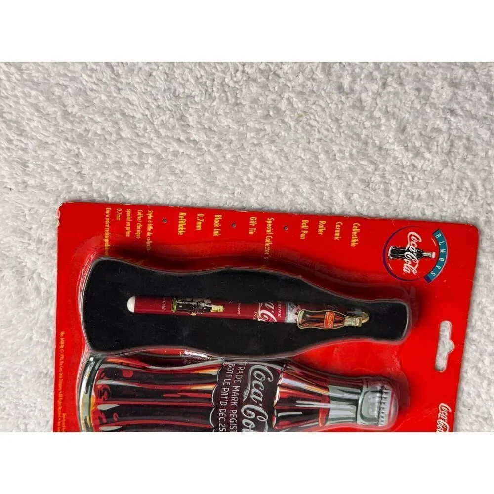 Vintage 1996 Coca Cola Ceramic Roller Ball Pen with Gift Tin
